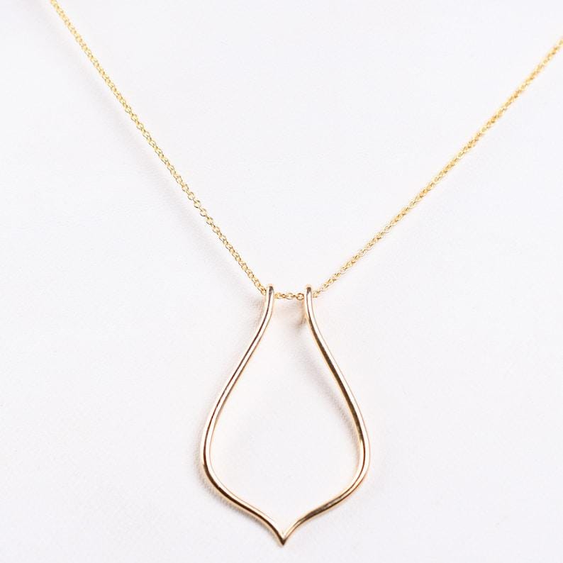 Ring Holder Necklace 14K Solid Gold , Horseshoe Dainty Jewelry, gift for her, Gift For Her, Engagement Magic Ring Keeper Jewelry