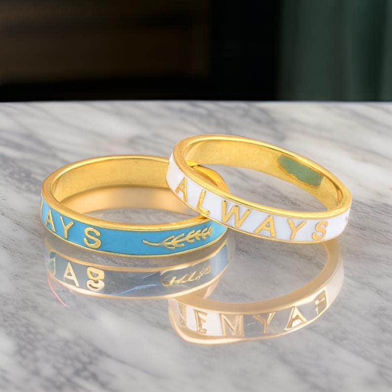 Always Ring in 925 Sterling Silver, Always Enamel Ring, Enamel Band Ring, Promise Ring, Proposal Ring, Personalized Ring, Stacking Band Ring