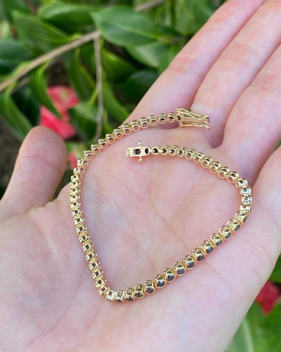 Black Onyx Tennis Bracelet, 3mm Round Cut Gemstone Bezal Bracelet, Black Diamond Tennis Bracelet, Silver Bracelets, Dainty Silver Bracelets