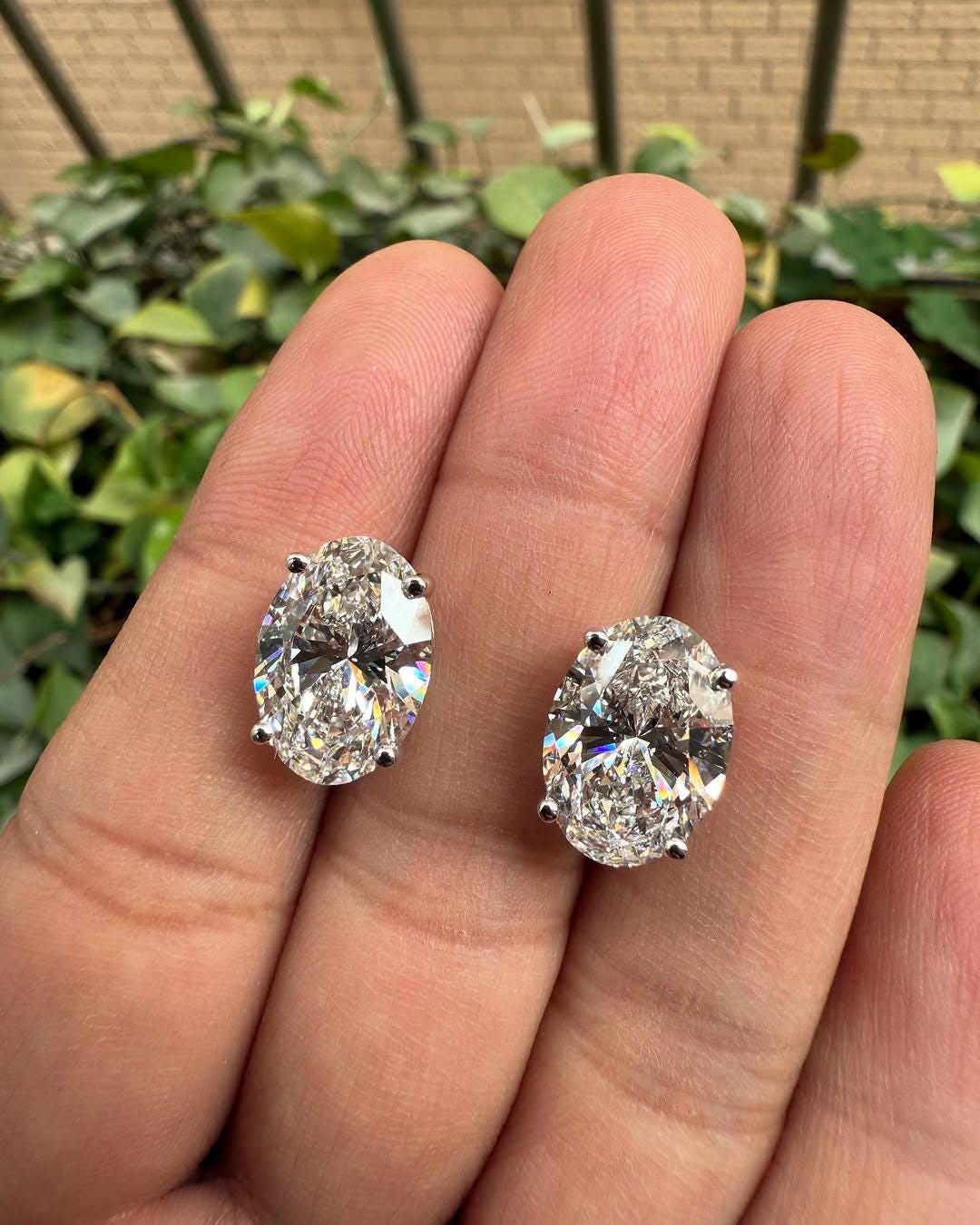 Oval Mossnitate Stud Earring, Moissanite Solitaire Stud Push Back Earrings, Anniversary Gift, Gift For Her, Dainty Diamond Stud Earring