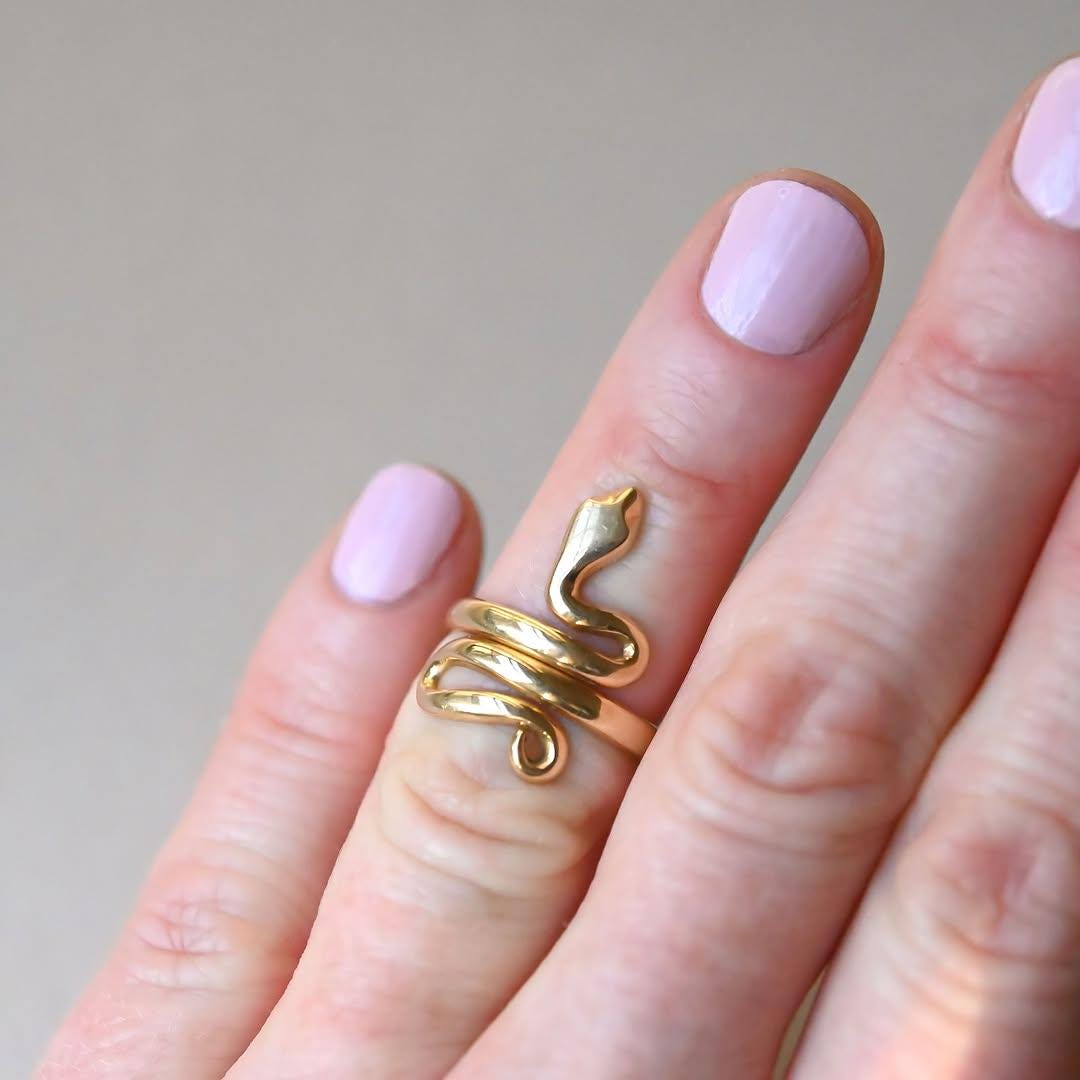 Open Snake Ring, 925 Sterling Silver Snake Ring, Vintage Snake Ring, Adjustable Snake Ring, Gold Snake Ring, Spiral Ring, Snake Jewelry
