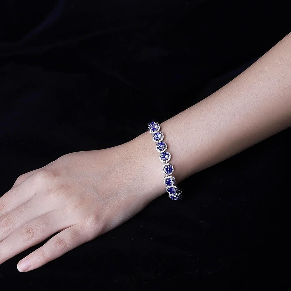 Blue Sapphire And Diamond Tennis Bracelet, Blue Sapphire Dainty Bracelet, 5mm Sapphire Tennis Bracelet, Sapphire Bracelet For Women Gift