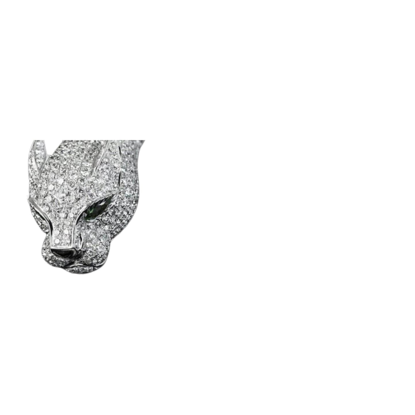 Sterling Silver Panther Bangle: Diamond Accent Animal Cuff Bracelet