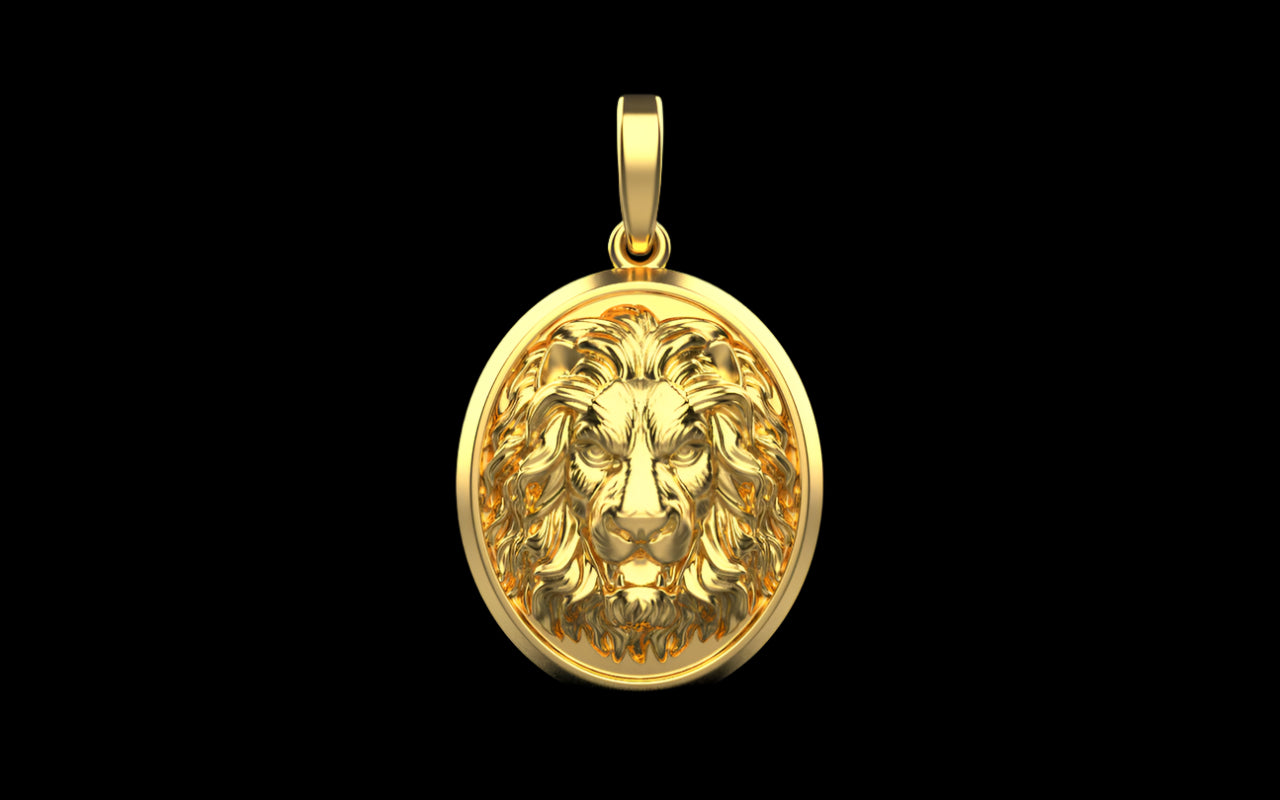 Bold Lion Pendant Charm - Gold-plated Safari Wildlife Jewelry
