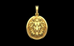 Bold Lion Pendant Charm - Gold-plated Safari Wildlife Jewelry