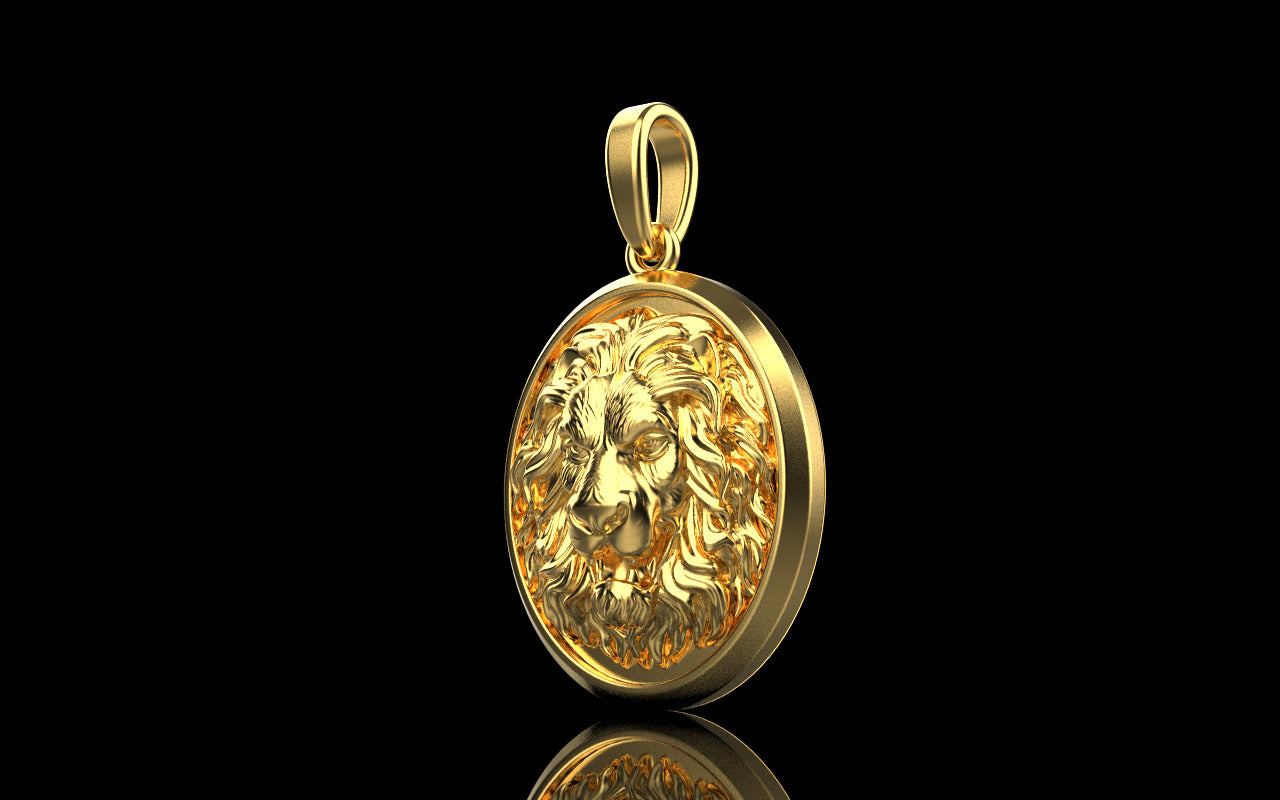 Bold Lion Pendant Charm - Gold-plated Safari Wildlife Jewelry