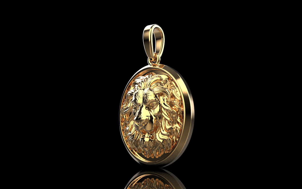 Bold Lion Pendant Charm - Gold-plated Safari Wildlife Jewelry