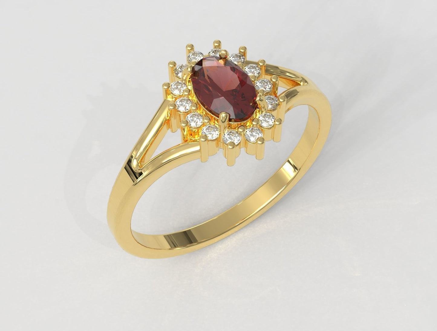 Oval Garnet and Diamond Jewellery Set Garnet Ring Garnet Earring And Garnet Necklace JewellerySet