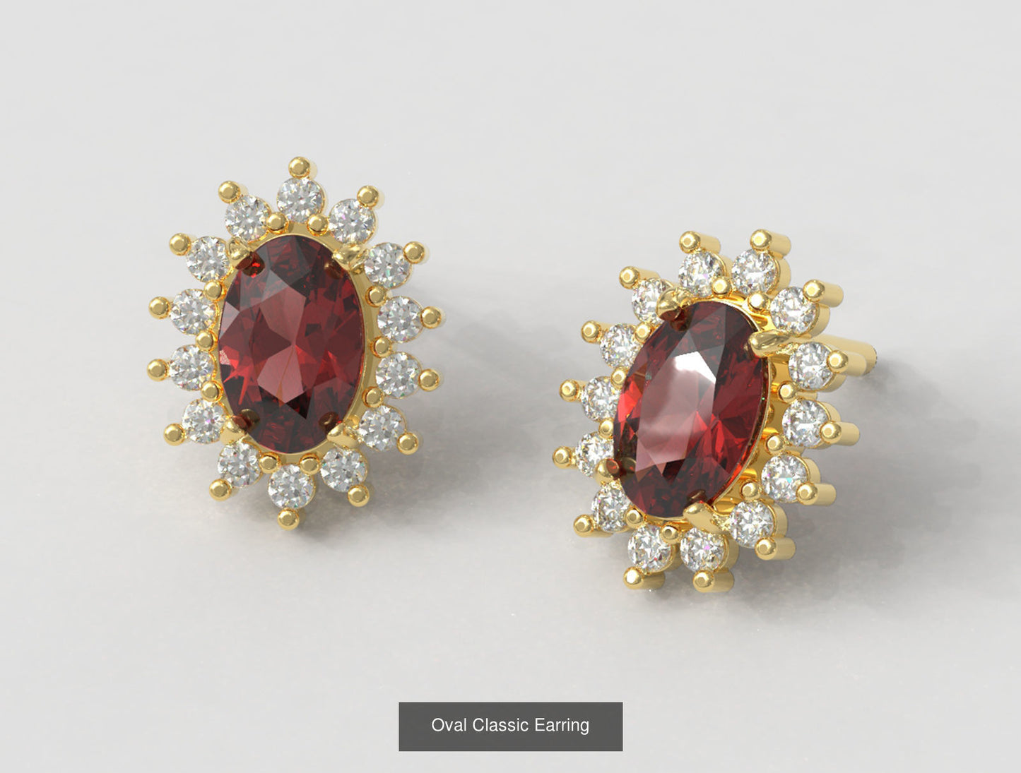 Oval Garnet and Diamond Jewellery Set Garnet Ring Garnet Earring And Garnet Necklace JewellerySet