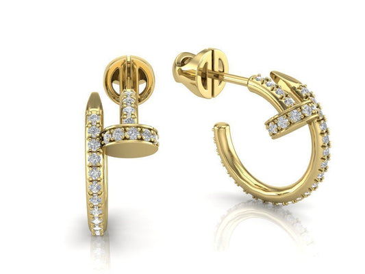 Nail Diamond Earrings- Hoop Diamond Nail Earring