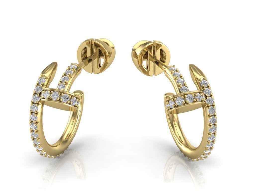 Nail Diamond Earrings- Hoop Diamond Nail Earring
