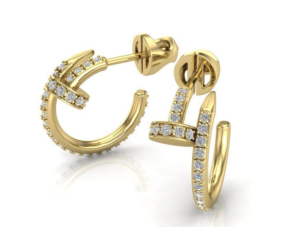 Nail Diamond Earrings- Hoop Diamond Nail Earring