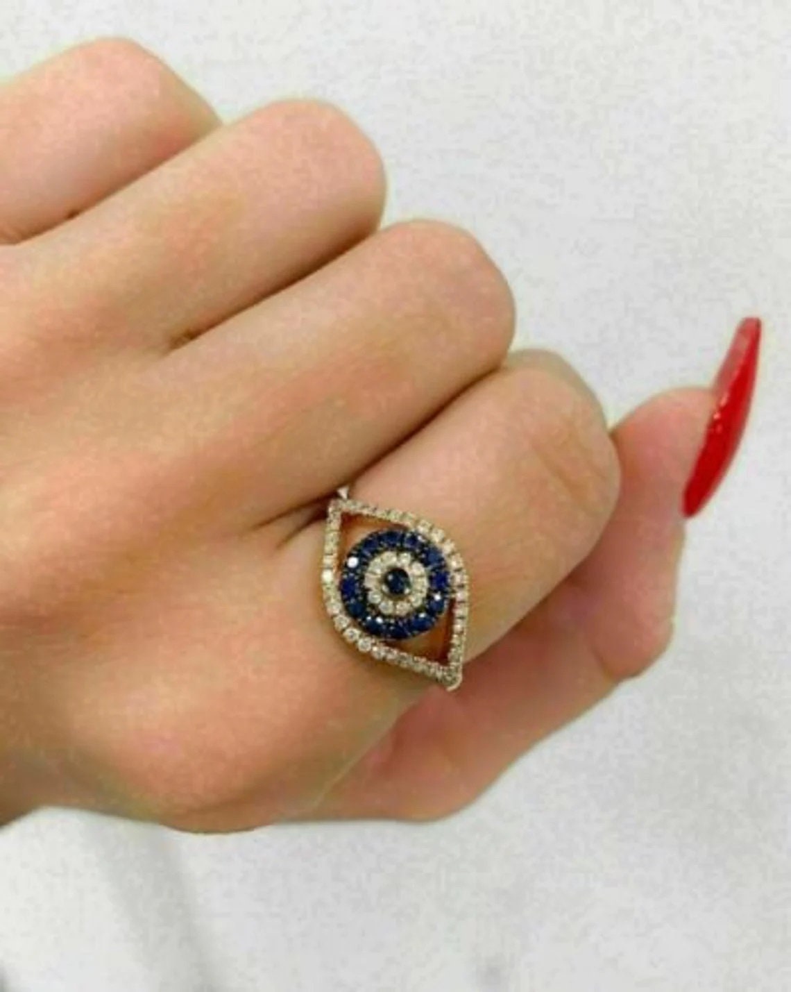 Dainty Evil Eye Stacking Ring, Delicate Ring, Sterling Silver Ring, Gift For Her, Evil Eye Ring, Bridesmaid Gift Ring, Valentine Gift Ring