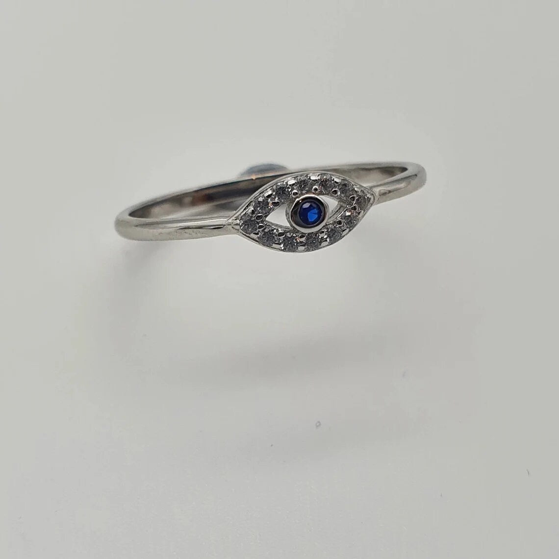 Dainty Evil Eye Stacking Ring, Gold Minimalist Ring, Simple Diamond Ring, Sterling Silver Ring, Thin Ring, Delicate Ring, Gift for her