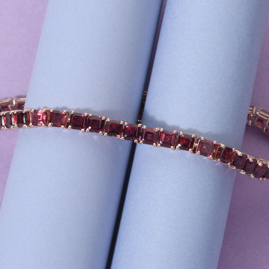 Natural Garnet Tennis Bracelet: 925 Sterling Silver, January Birthstone