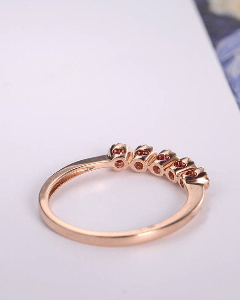 Ruby Dainty Baguette Stacking Ring, Gold Minimalist Ring, Simple Ruby Ring, Sterling Silver Ring, Thin Ring, Delicate Ring, Gift for Her