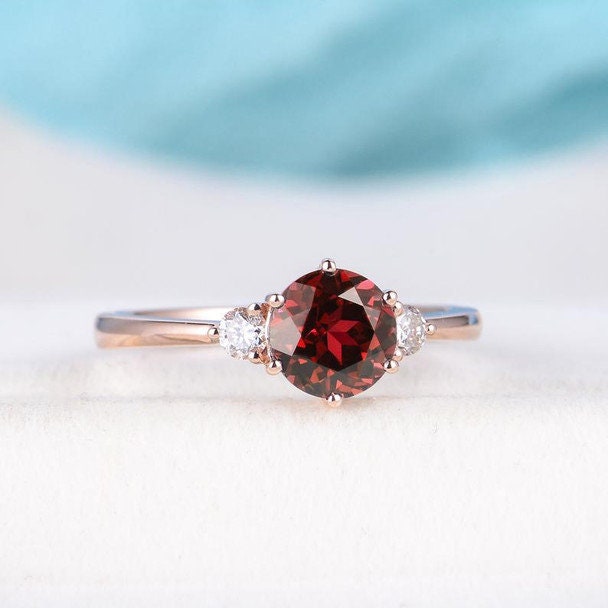Natural garnet ring, gemstone ring, Sterling Silver Natural Garnet Ring, Girlfriend Wife Cut, January Birthstone, 14K Garnet Ring, Gold Ring