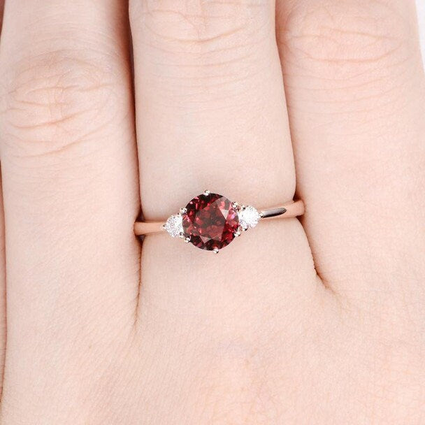 Natural garnet ring, gemstone ring, Sterling Silver Natural Garnet Ring, Girlfriend Wife Cut, January Birthstone, 14K Garnet Ring, Gold Ring