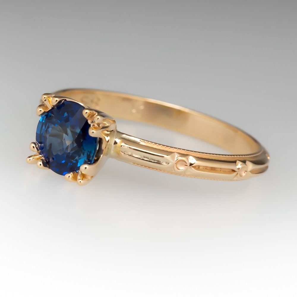 Round Cut Blue Sapphire Solitaire Ring Unique, September Birthstone, Blue Sapphire Engagement Ring, Blue Gemstone Anniversary Birthday Gift