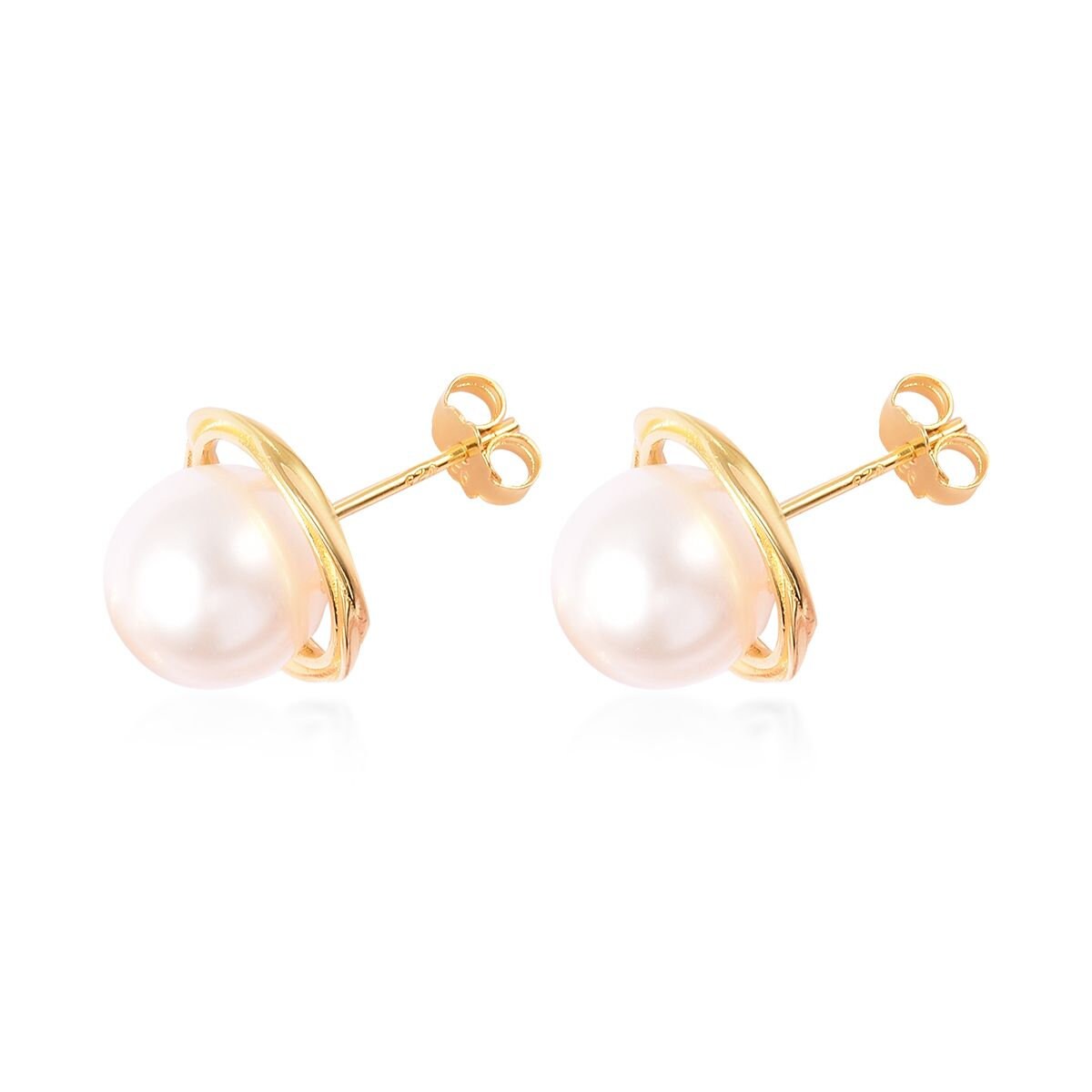 14K Solid Gold Genuine White Pearl Pushback Earrings- 14K Pearl Studs- Pearl Studs- 14K Cultured Pearl Studs- fresh Water Pearl Earring