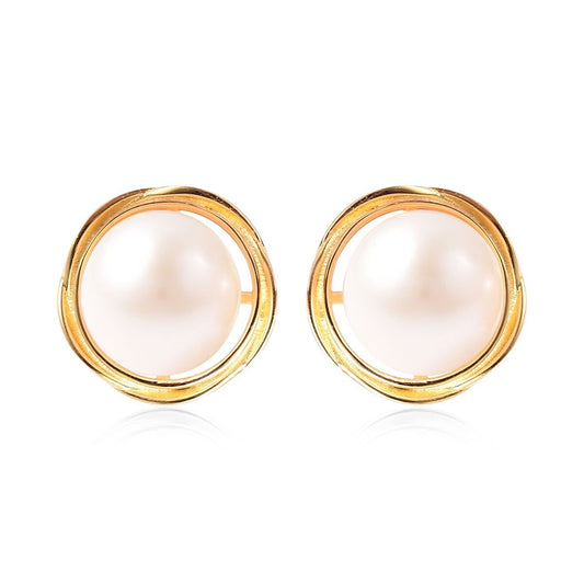 14K Solid Gold Genuine White Pearl Pushback Earrings- 14K Pearl Studs- Pearl Studs- 14K Cultured Pearl Studs- fresh Water Pearl Earring