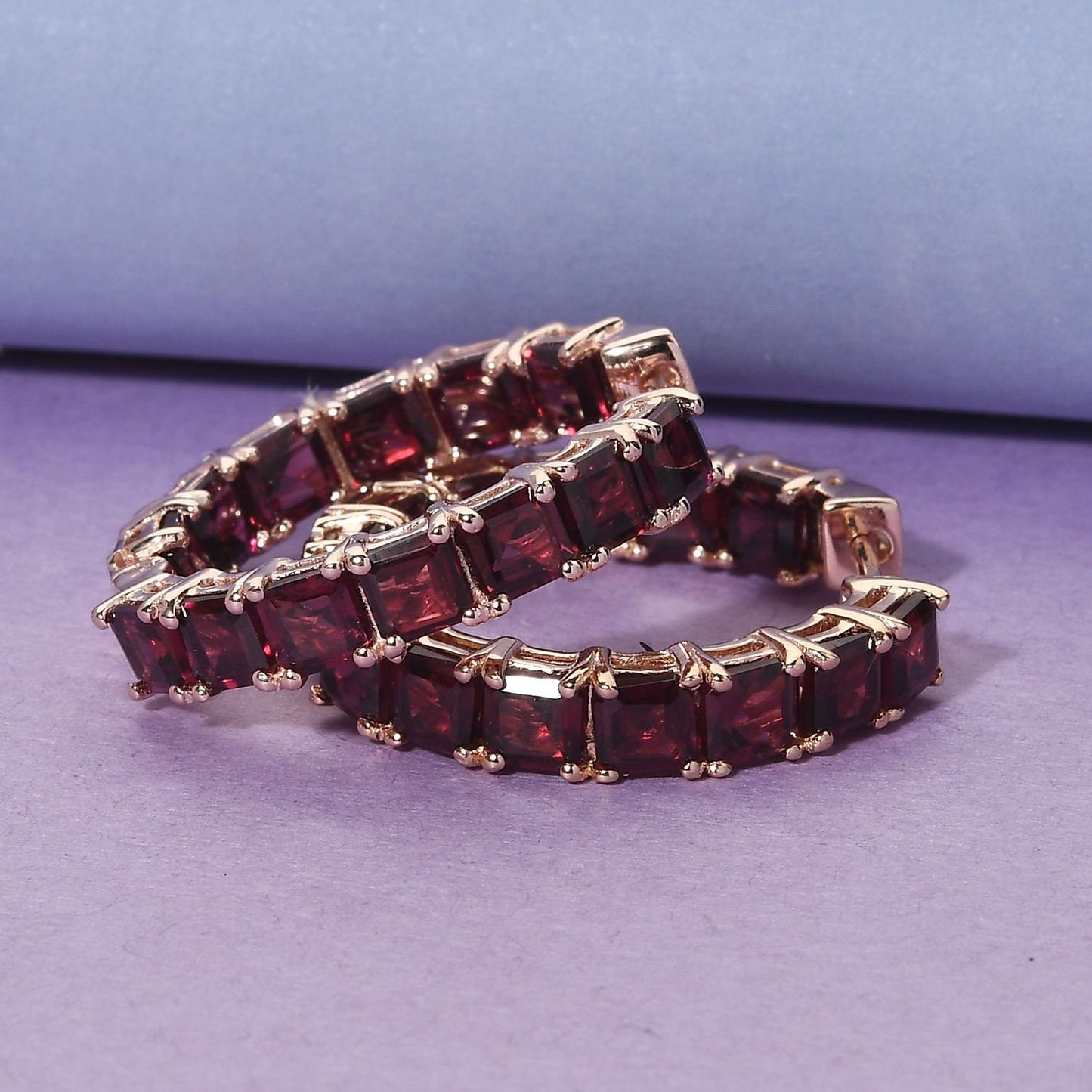 Garnet Hoop Earrings: 925 Sterling Silver, Red Gemstone