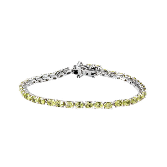 Peridot Tennis Bracelet, Natural Peridot Tennis Bracelet, August Birthstone Bracelet, Gifts for Her, Green Gemstone Tennis Bracelets