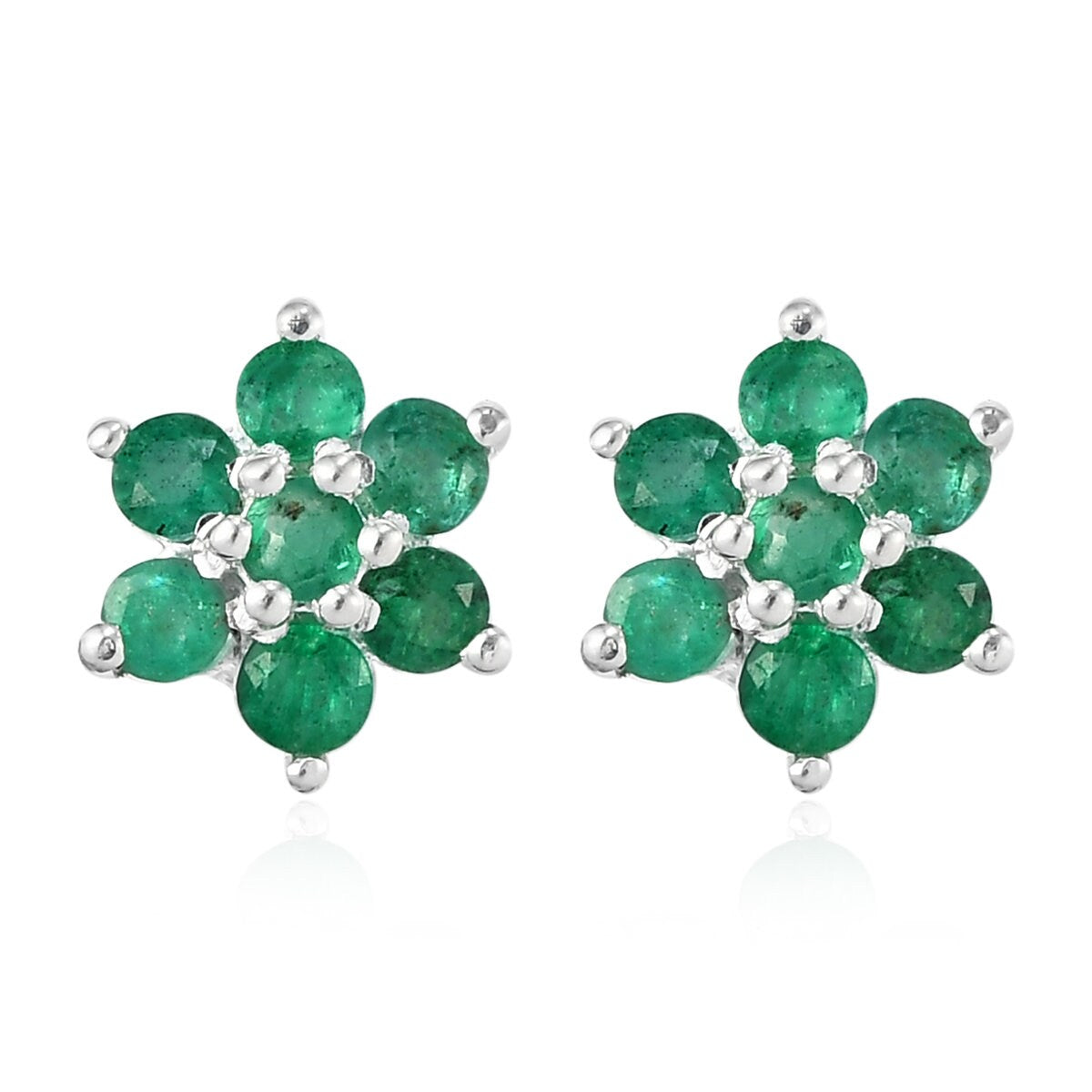 14K Gold Emerald Earrings, Round Cut Emerald Earrings, Stud Earrings For Women, Sterling Silver Stud Earrings, Gift For Her, Emerald Earring