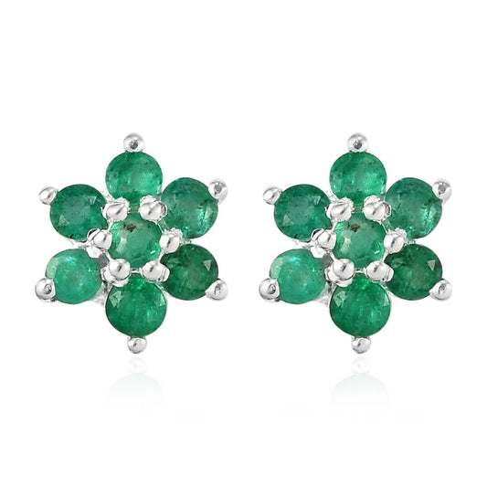 14K Gold Emerald Earrings, Round Cut Emerald Earrings, Stud Earrings For Women, Sterling Silver Stud Earrings, Gift For Her, Emerald Earring