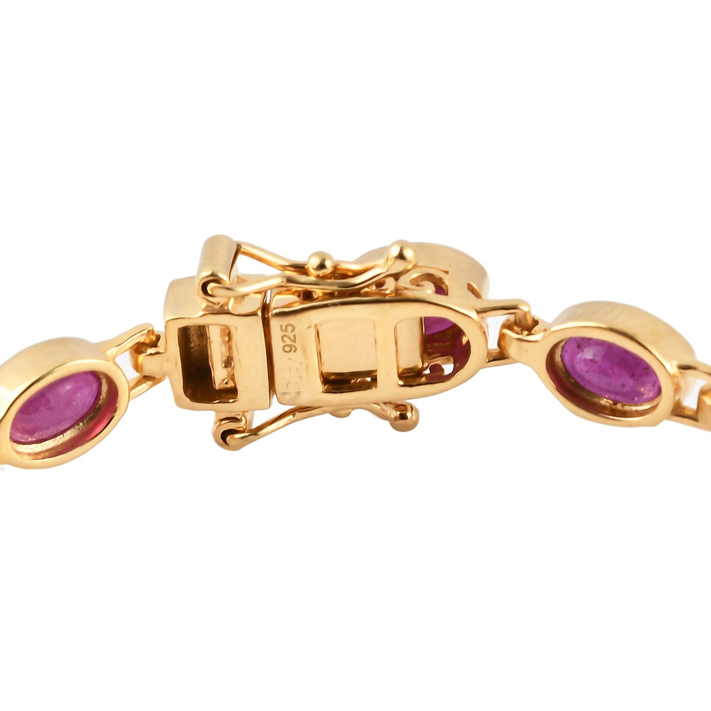 Ruby Bracelet, Natural Ruby Oval Tennis Bracelet in .925 Sterling Silver Yellow Gold Plated, July Birthstone, Red Ruby Bracelet for Her,