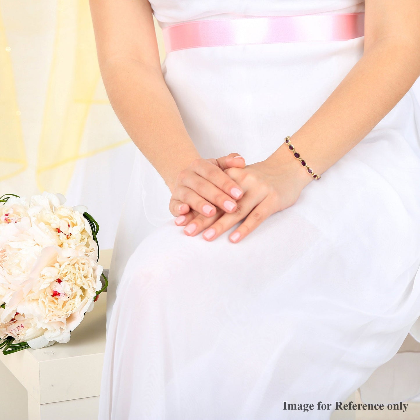 Ruby Bracelet, Natural Ruby Oval Tennis Bracelet in .925 Sterling Silver Yellow Gold Plated, July Birthstone, Red Ruby Bracelet for Her,