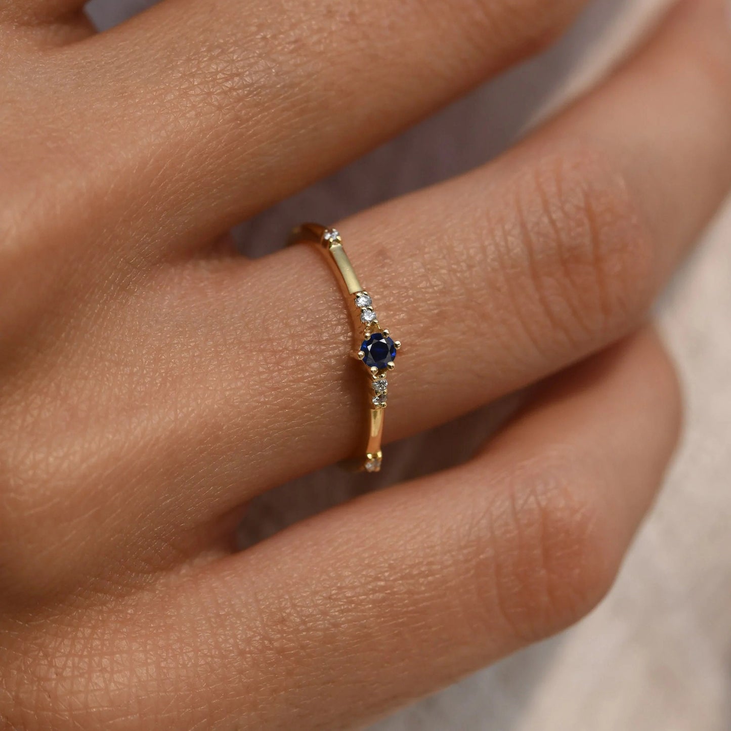 Blue Sapphire Diamond Band: 925 Sterling Silver Anniversary Ring