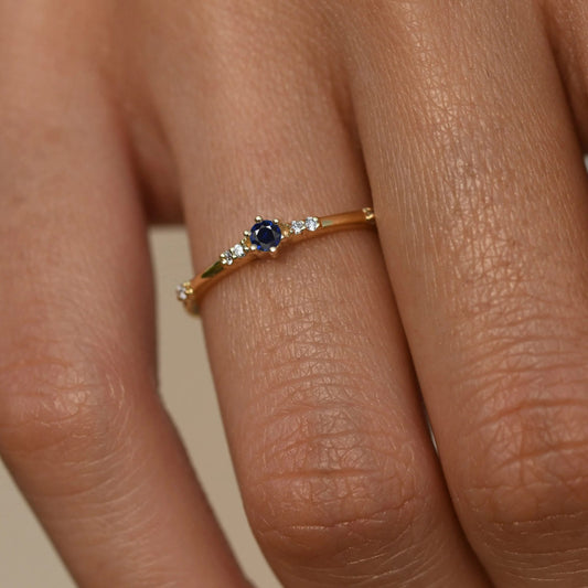 Blue Sapphire Diamond Band: 925 Sterling Silver Anniversary Ring