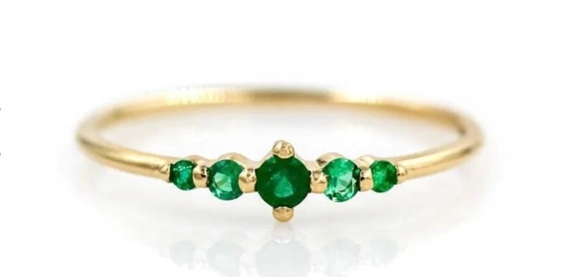 Real Emerald Ring - Vintage Silver Antique Ring for Women