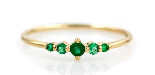 Real Emerald Ring - Vintage Silver Antique Ring for Women