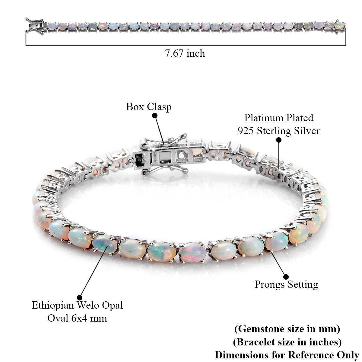 October Birthstone Bracelet - Fire Opal 925 Silver Tennis Bracelet