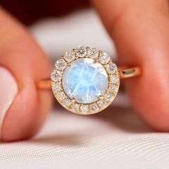 Natural Opal Diamond Ring with Gold Accents - October Birthstone