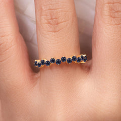 Blue Sapphire Half Eternity Band - Infinity Wedding Anniversary Ring