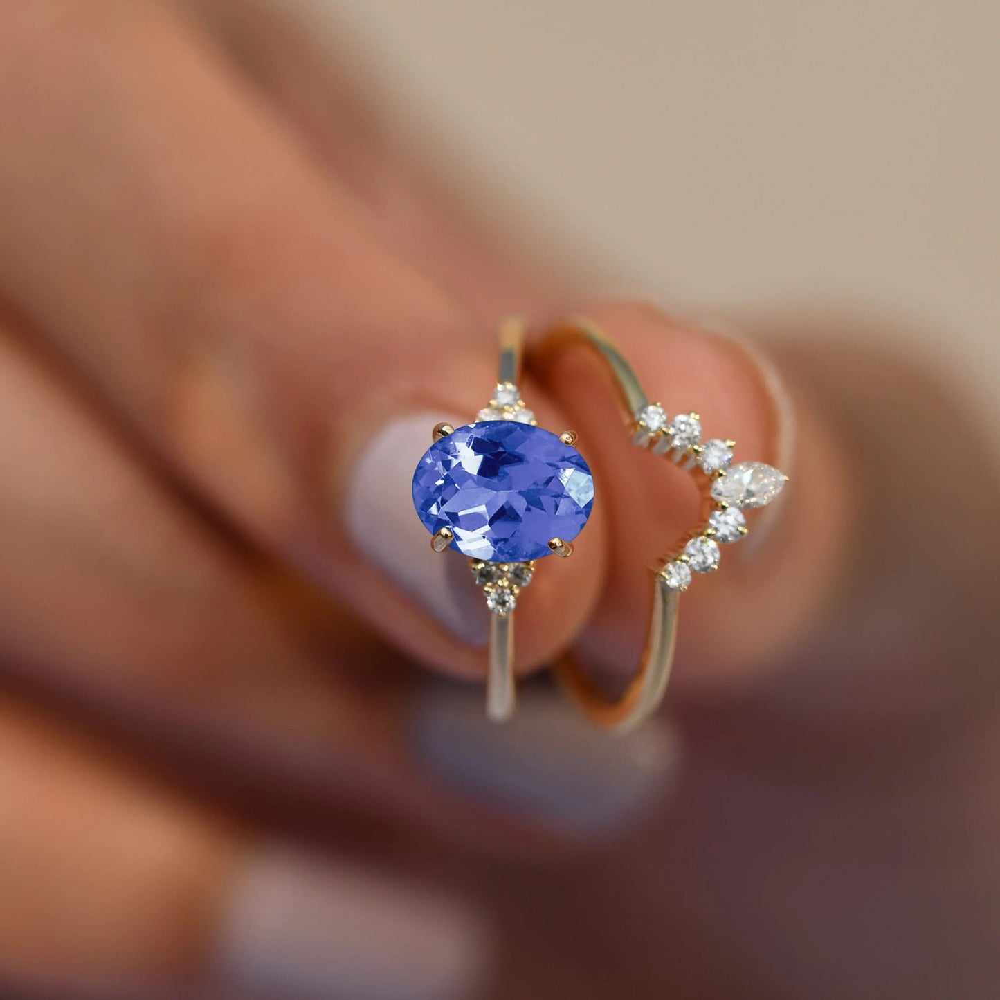 Oval Cut Tanzanite Ring - Sterling Silver Gemstone Ring - Handcrafted Oval Tanzanite Ring - Sterling Silver Jewelry