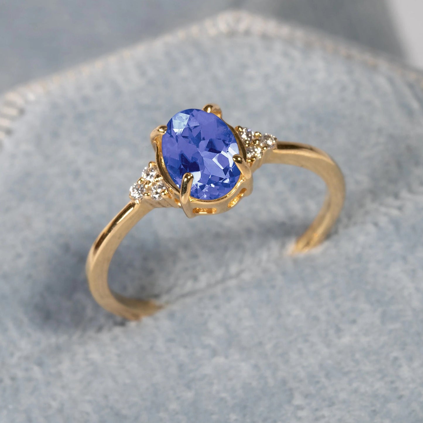 Oval Cut Tanzanite Ring - Sterling Silver Gemstone Ring - Handcrafted Oval Tanzanite Ring - Sterling Silver Jewelry