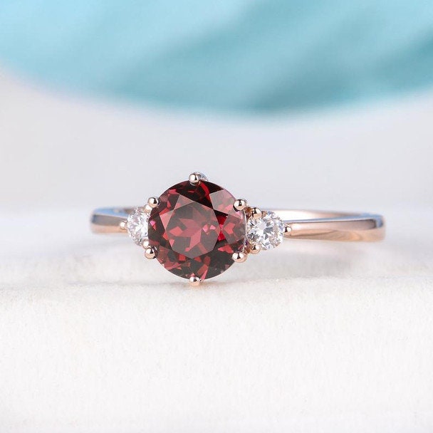 Natural garnet ring, gemstone ring, Sterling Silver Natural Garnet Ring, Girlfriend Wife Cut, January Birthstone, 14K Garnet Ring, Gold Ring