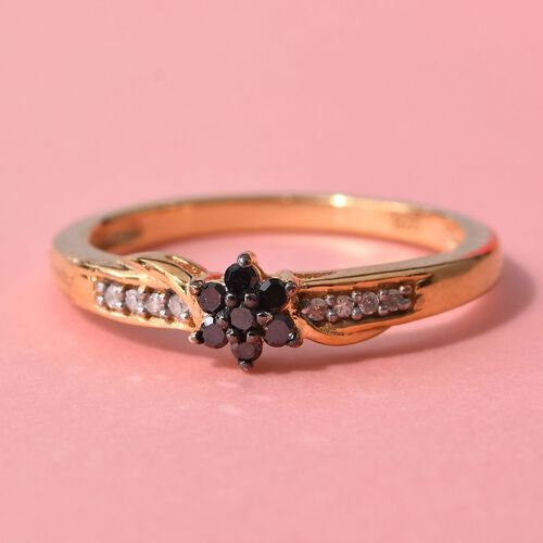 Black Onyx Engagement Ring, Round Cut 14K Rose Gold Engagement Ring, Cluster Ring, Moissanite Bridal Ring, Promise Ring, Anniversary Gift