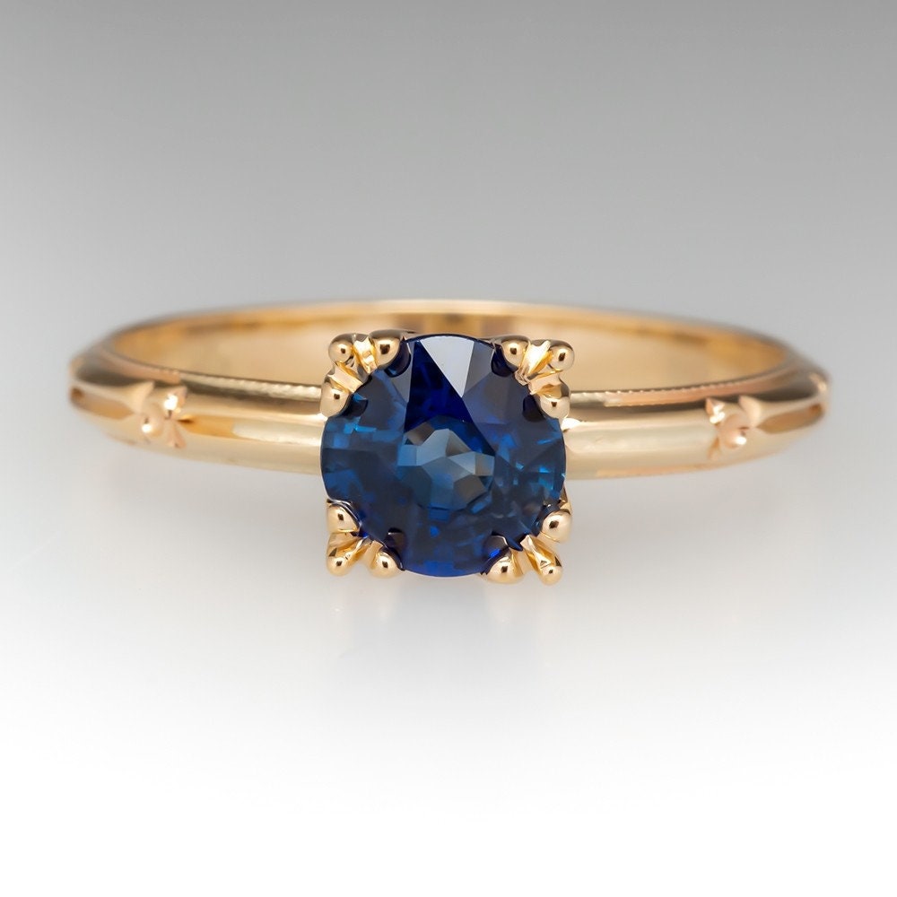 Round Cut Blue Sapphire Solitaire Ring Unique, September Birthstone, Blue Sapphire Engagement Ring, Blue Gemstone Anniversary Birthday Gift