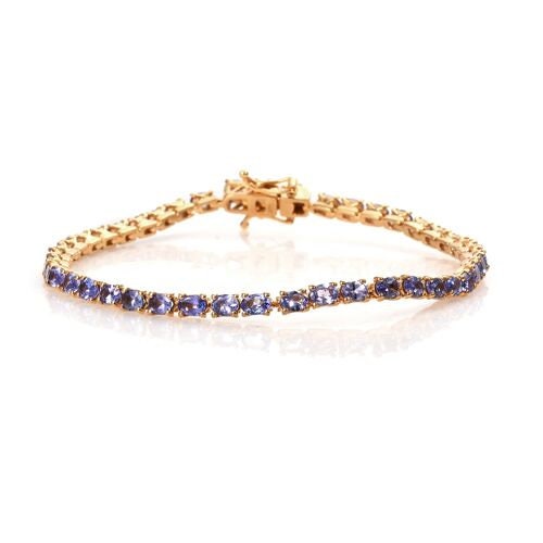 Natural Tanzanite 18K Solid Gold Bracelet, Fine Jewelery, December Birthstone, Gift For Her, Oval Cut Tanzanite Tennis Bracelet For Her