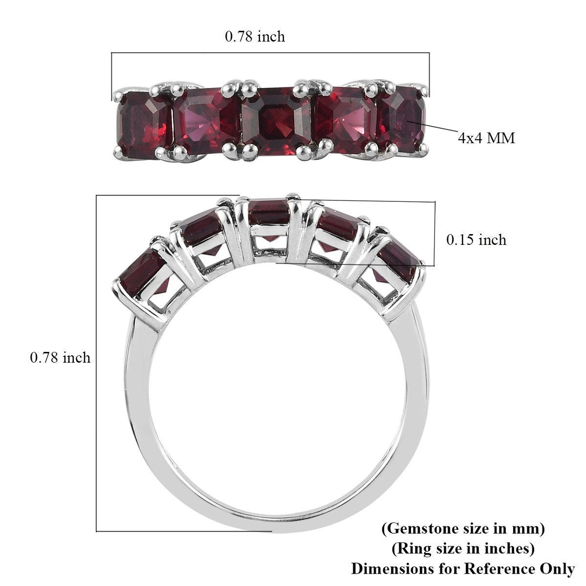 Princess cut garnet engagement ring red gemstone ring January birthstone ring sterling silver ring engagement gift, mothers day gift