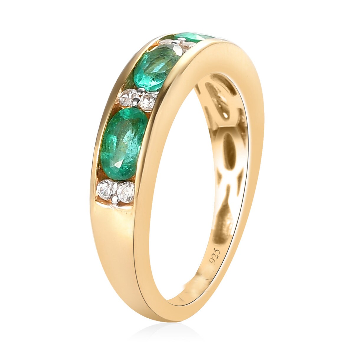 Vintage Emerald Diamond Ring: Yellow Gold Art Deco Wedding Band