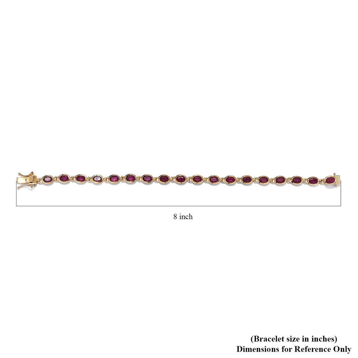 Ruby Bracelet, Natural Ruby Oval Tennis Bracelet in .925 Sterling Silver Yellow Gold Plated, July Birthstone, Red Ruby Bracelet for Her,