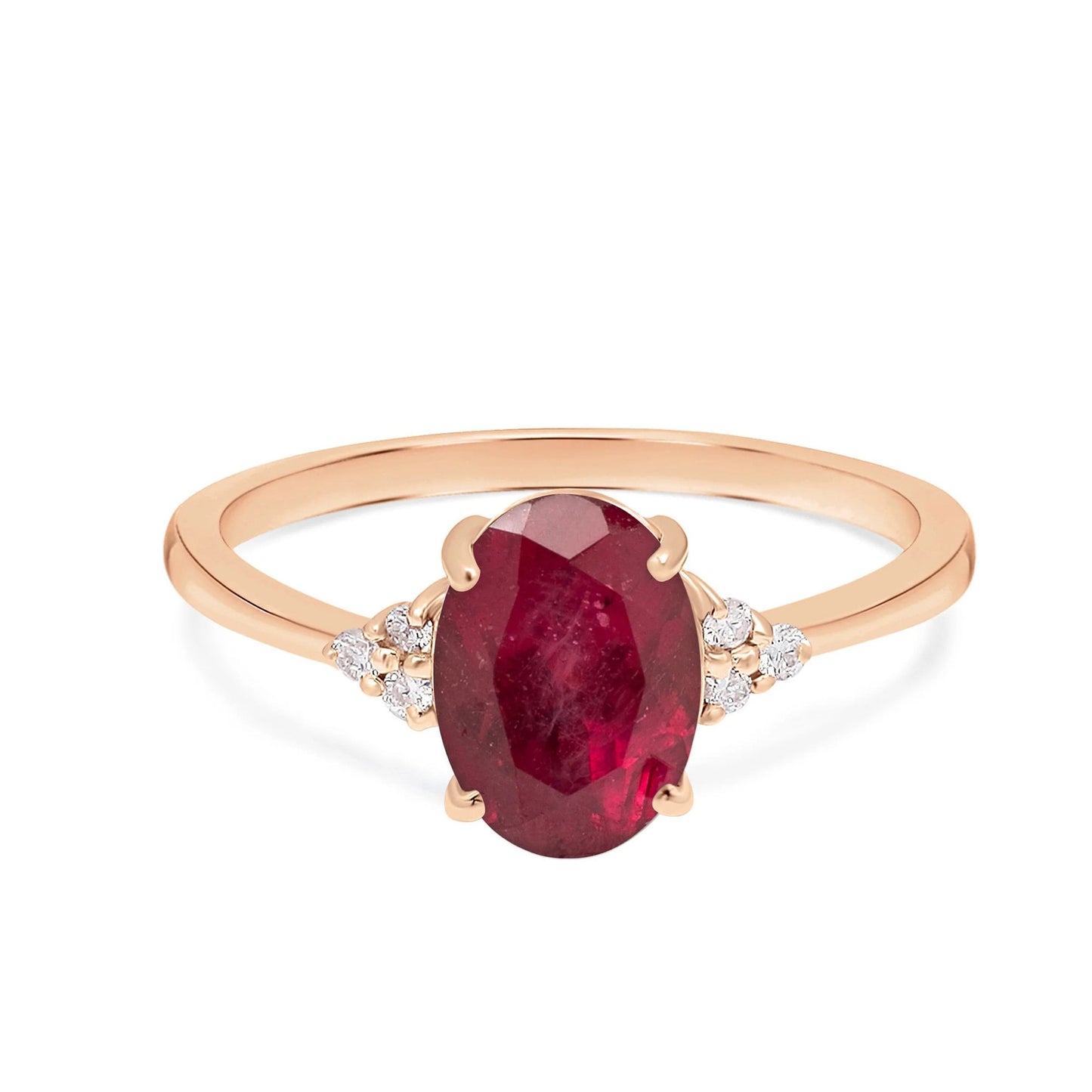 Anniversary Gift for Wife - Oval Ruby Diamond Ring