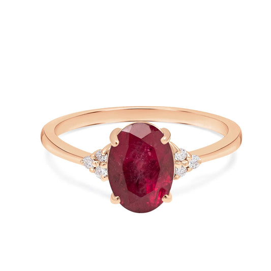 Anniversary Gift for Wife - Oval Ruby Diamond Ring