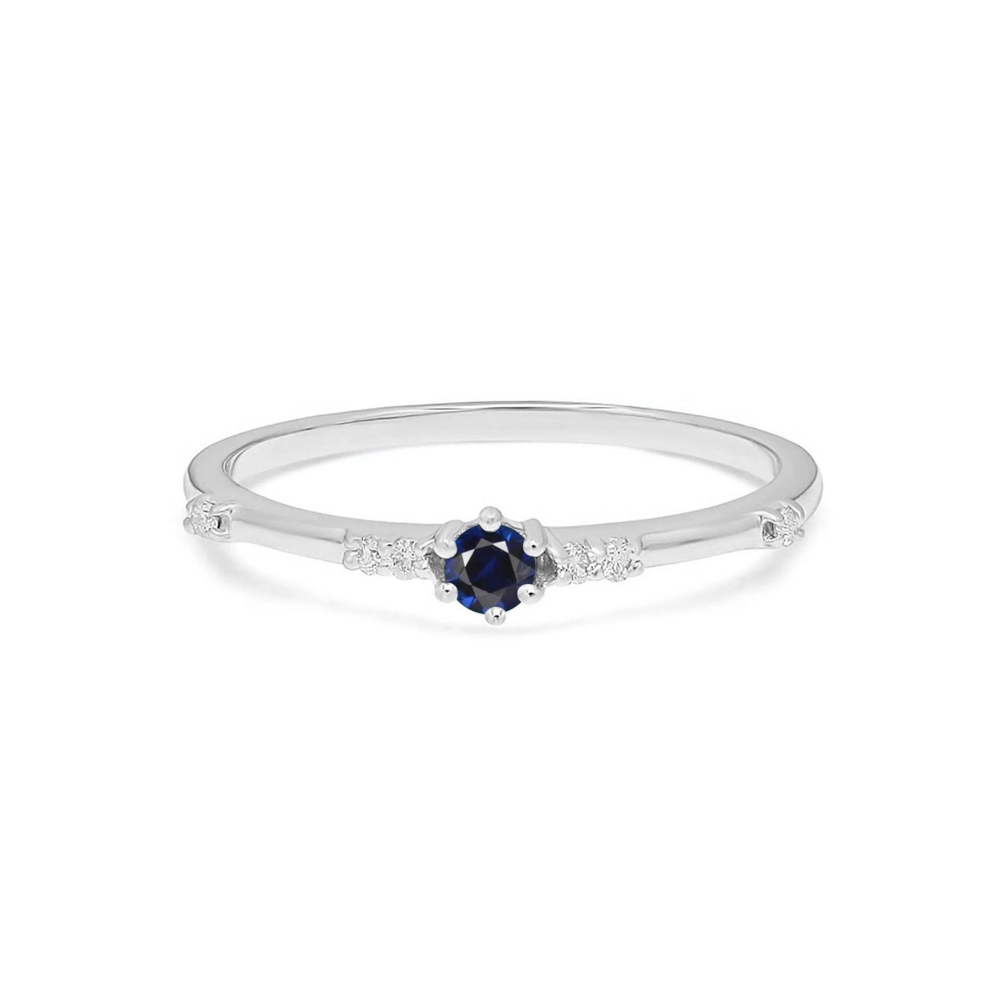Blue Sapphire Diamond Band: 925 Sterling Silver Anniversary Ring